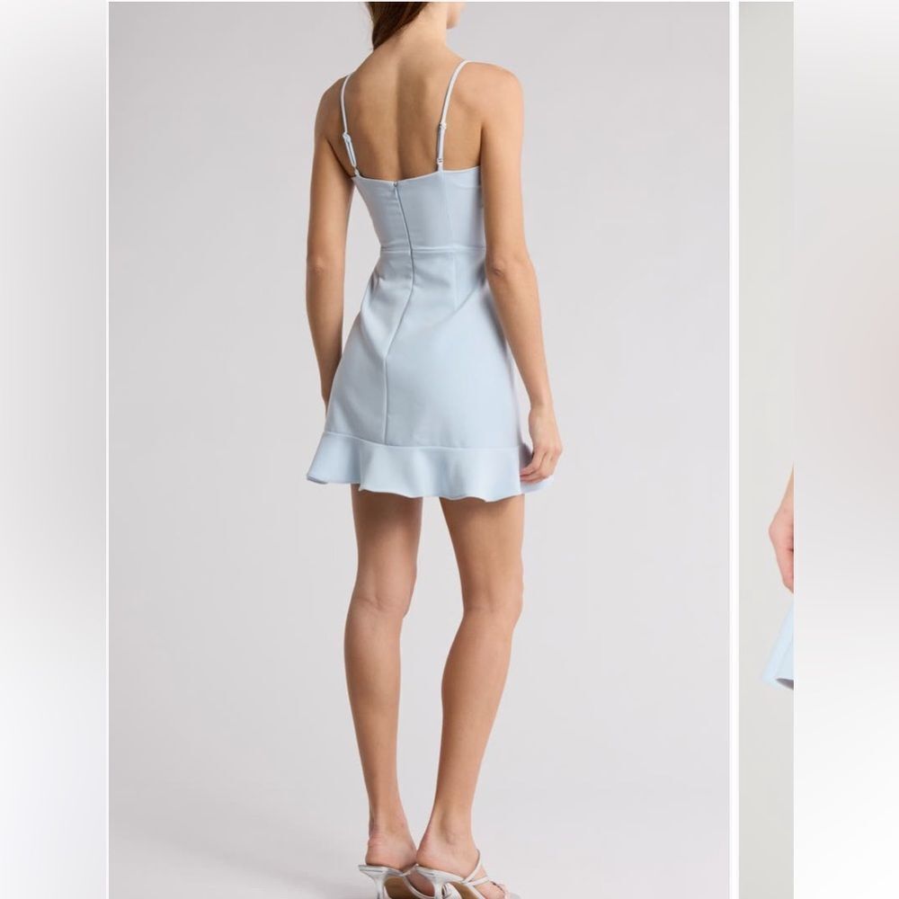 FRENCH CONNECTION Dress NEW Whisper Frill Hem Cami Mini Light Dream Blue Size 8 - Picture 2 of 12